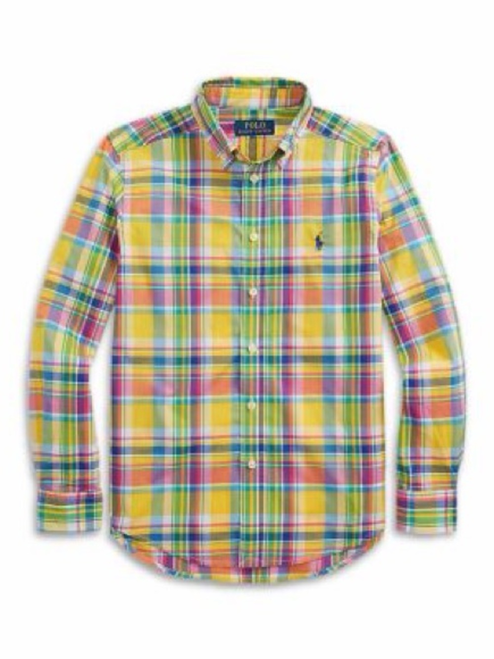 Ralph Lauren Vibrant Yellow Multicolor Plaid Button-Down Shirt